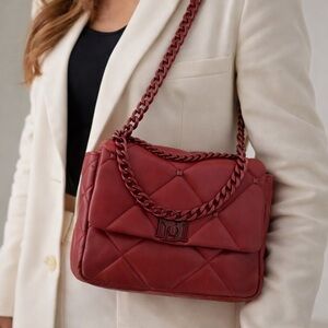 NWT Badgley Mischka Red Quilted Chain Crossbody Bag MSRP $129